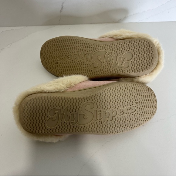 My Slippers Womens Faux Fur Suede Slip-On Slippers Pink Size 9 - Picture 9 of 10